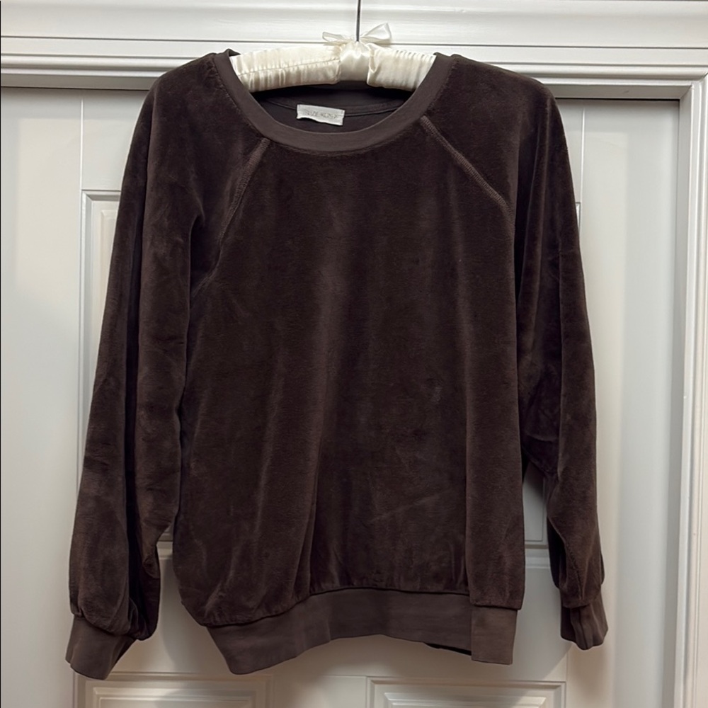 Suzie Kondi Samos Velour Sweatshirt in Walnut